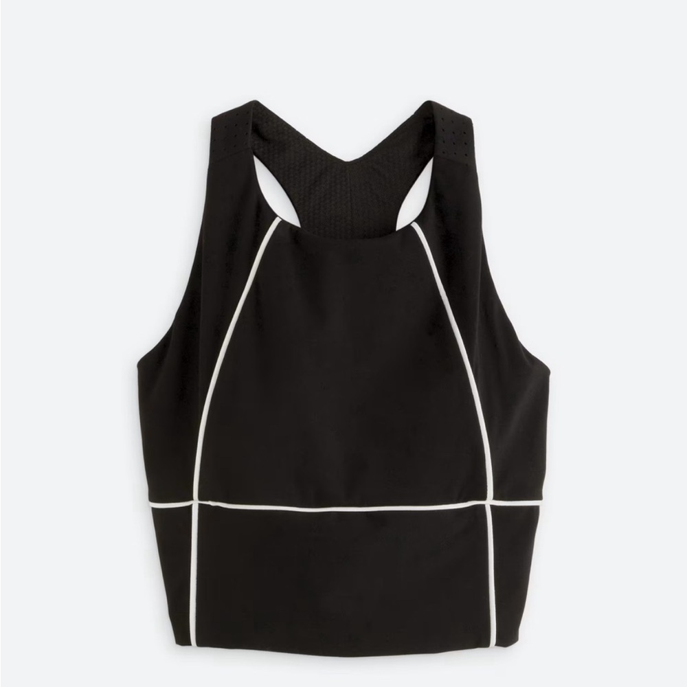 Black Racerback Tank Top with White Trim